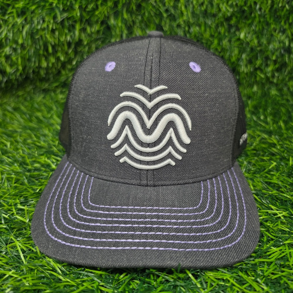 NEW Rythm Trucker Hat Mens OS Charcoal Purple Flat Bill Wave Logo Snapback